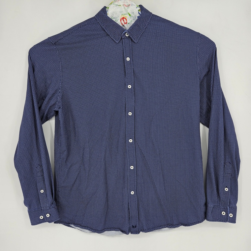 Buttercloth Shirt Mens 2XL Tall Fit Button Down Icy Cotton Blue Long Sleeve